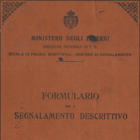 Formulario per il segnalamento 1921
